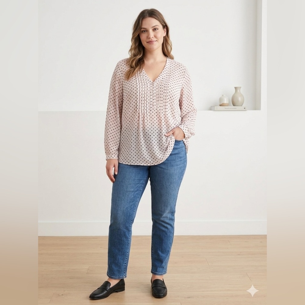 Light Pink Heart Print Blouse